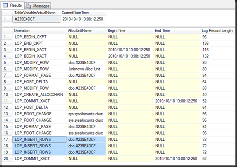 TableVariableLogging